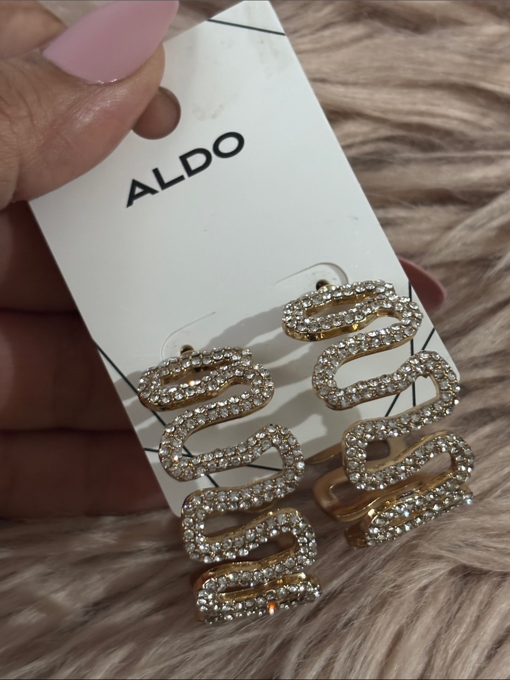 Aldo Gold Crystal Snake Hoop Earrings